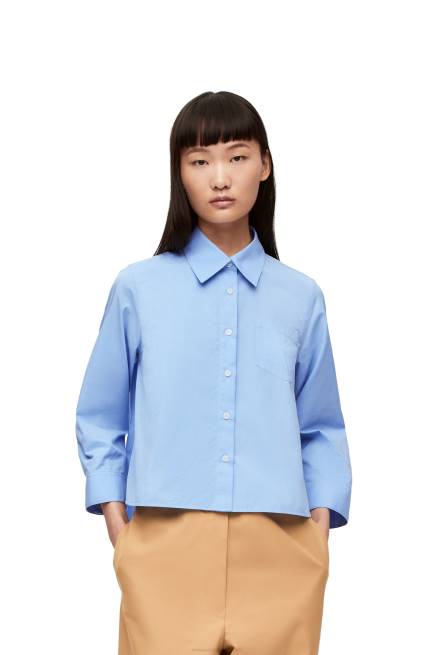Baby Blue Anagram trapeze shirt in cotton poplin Loewe 84PR898 Women