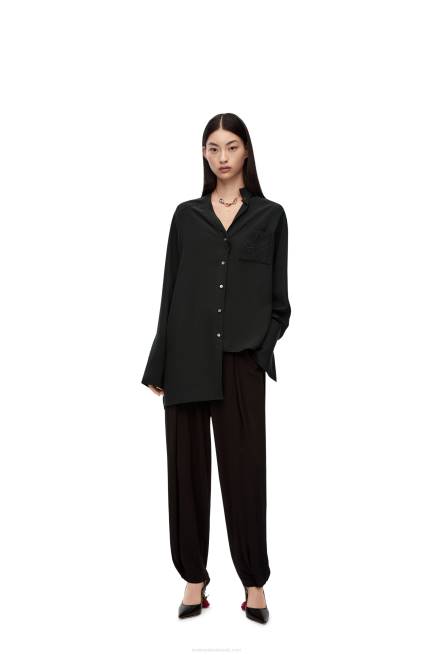 Black Asymmetric shirt in silk Loewe 84PR926 Women