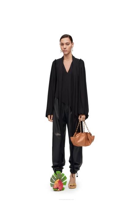 Black Asymmetric top in viscose crepe jersey Loewe 84PR881 Women