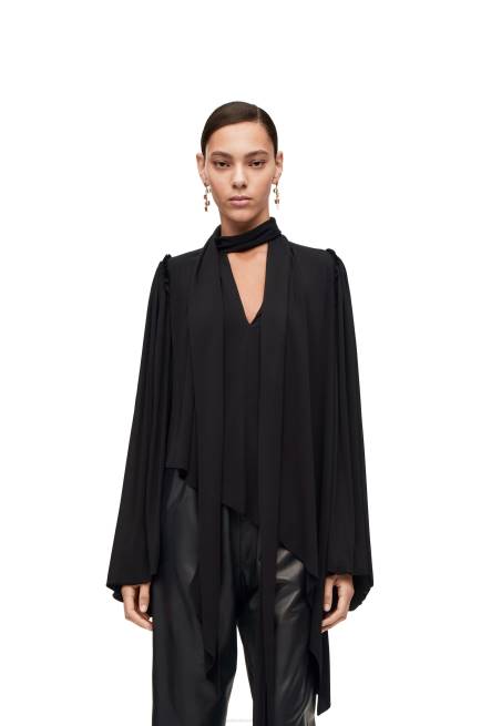 Black Asymmetric top in viscose crepe jersey Loewe 84PR881 Women