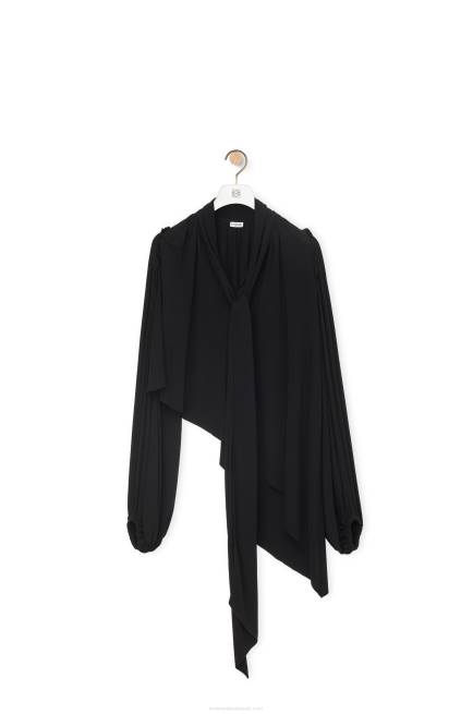 Black Asymmetric top in viscose crepe jersey Loewe 84PR881 Women