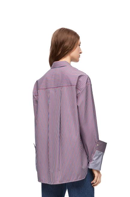 Blue/Red Turn-up shirt in striped cotton Loewe 84PR856 Women