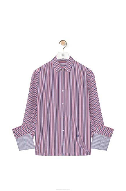 Blue/Red Turn-up shirt in striped cotton Loewe 84PR856 Women