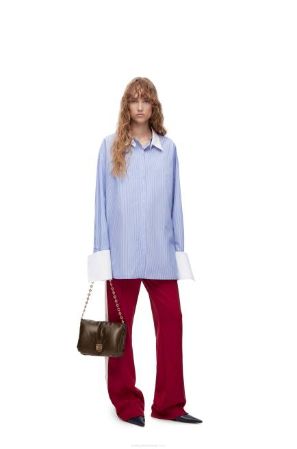 Blue/White Deconstructed shirt in striped cotton Loewe 84PR916 Women