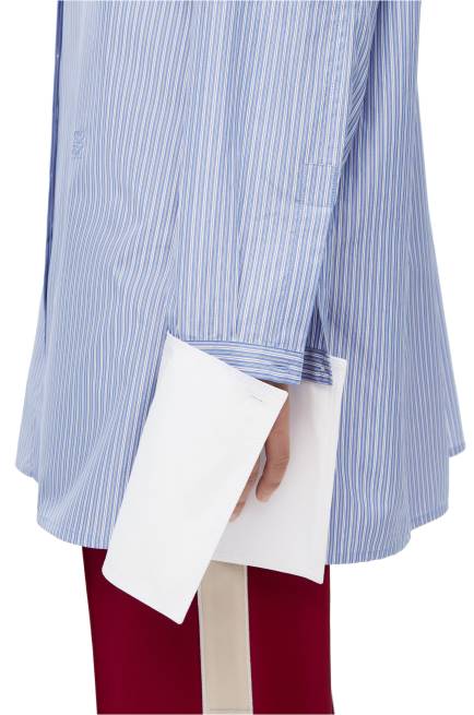 Blue/White Deconstructed shirt in striped cotton Loewe 84PR916 Women