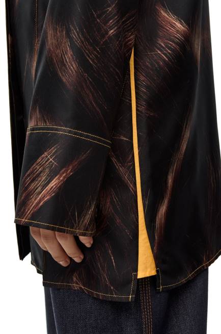 Brown/Multicolor Hair print shirt in silk Loewe 84PR930 Women
