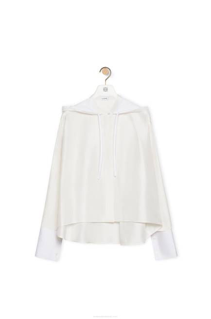 Ecru Hooded shirt in silk Loewe 84PR922 Women