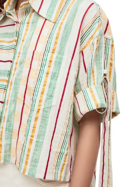 Green/Red Striped workwear shirt in cotton, linen and silk Loewe 84PR865 Women