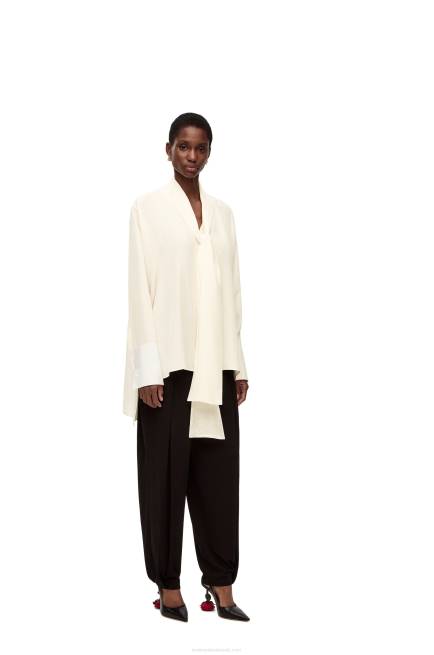 Ivory Anagram lavaliere blouse in silk Loewe 84PR918 Women