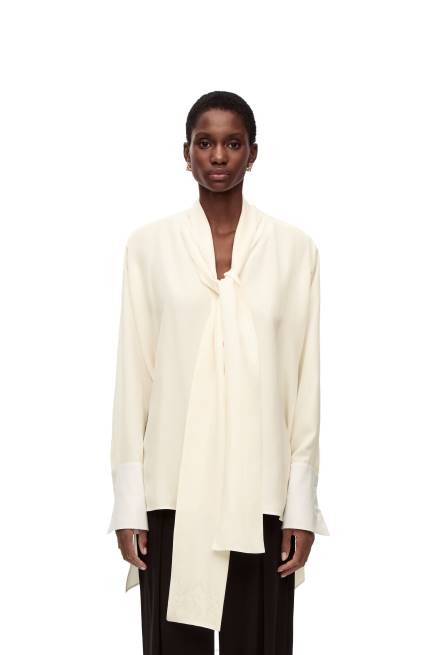 Ivory Anagram lavaliere blouse in silk Loewe 84PR918 Women