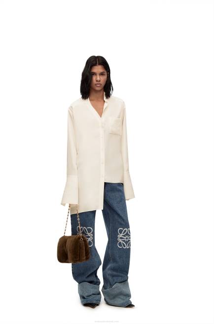 Ivory Asymmetric shirt in silk Loewe 84PR925 Women