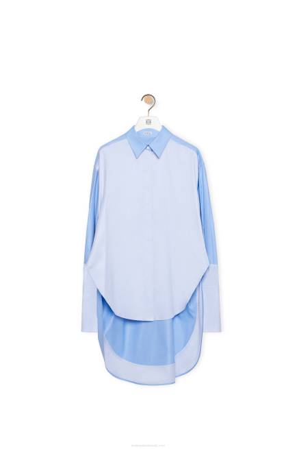 Light Blue Trompe l'oeil shirt in cotton Loewe 84PR920 Women