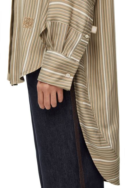 Light Khaki G/Dark Khaki G Stripe trompe l\'oeil shirt in silk Loewe 84PR924 Women