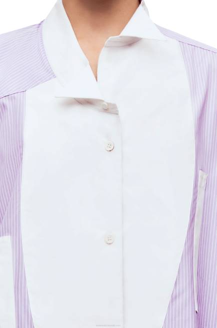 Lilac/White Striped asymmetric shirt in striped cotton poplin Loewe 84PR891 Women