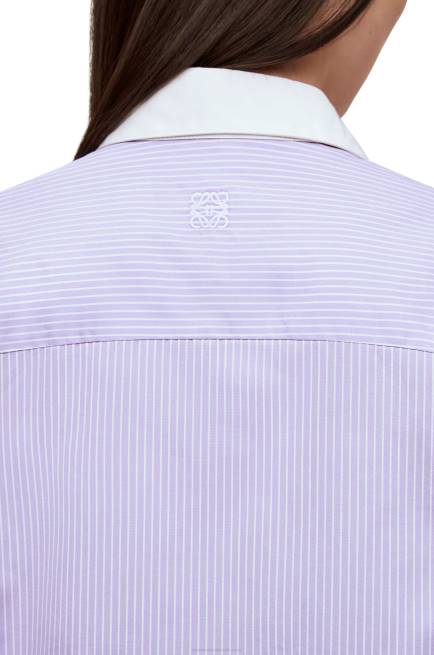Lilac/White Striped plastron shirt in cotton poplin Loewe 84PR890 Women