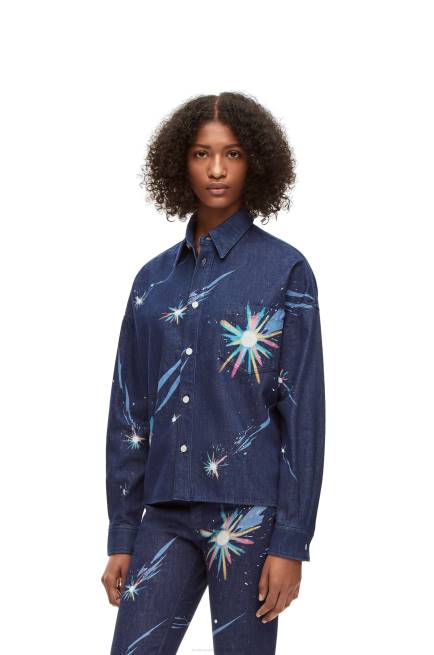 Navy Blue Magical Sky overshirt in denim Loewe 84PR945 Women