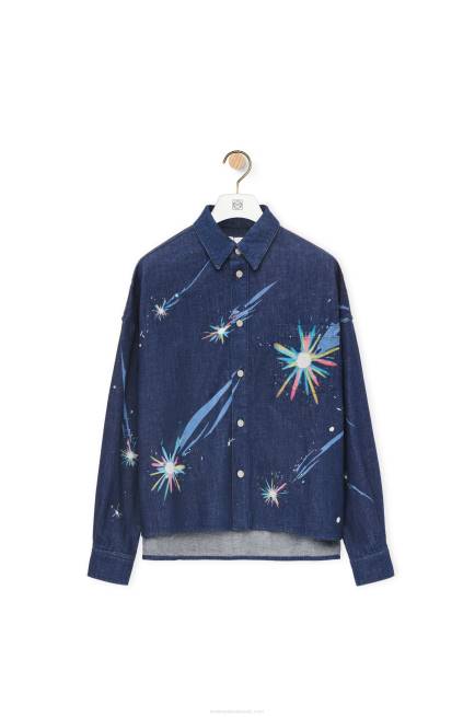 Navy Blue Magical Sky overshirt in denim Loewe 84PR945 Women