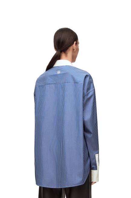 Navy/White Striped plastron shirt in cotton poplin Loewe 84PR892 Women