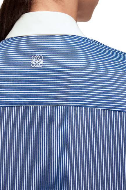 Navy/White Striped plastron shirt in cotton poplin Loewe 84PR892 Women