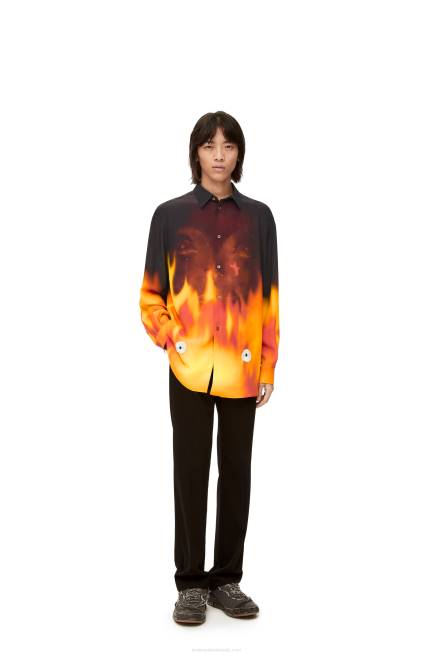 Orange Multitone Calcifer shirt in viscose Loewe 84PR941 Women