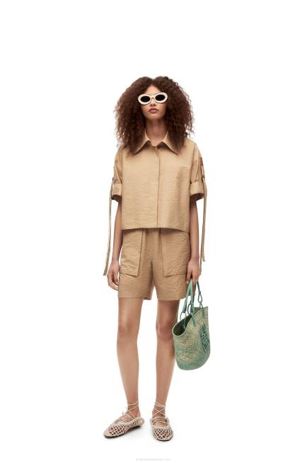 Taos Taupe Cropped workwear shirt in cotton Loewe 84PR864 Women