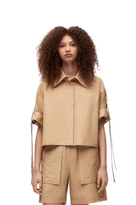 Taos Taupe Cropped workwear shirt in cotton Loewe 84PR864 Women