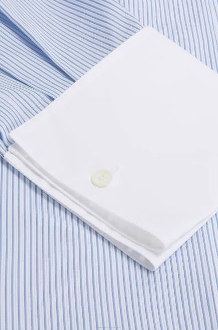 White/Blue Striped plastron shirt in cotton Loewe 84PR936 Women