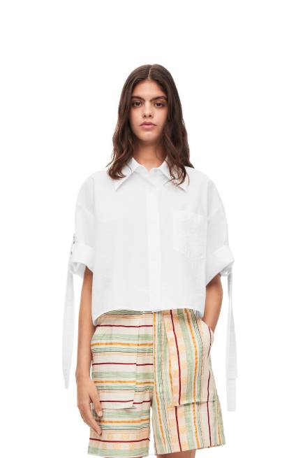 White Cropped workwear shirt in cotton Loewe 84PR877 Women