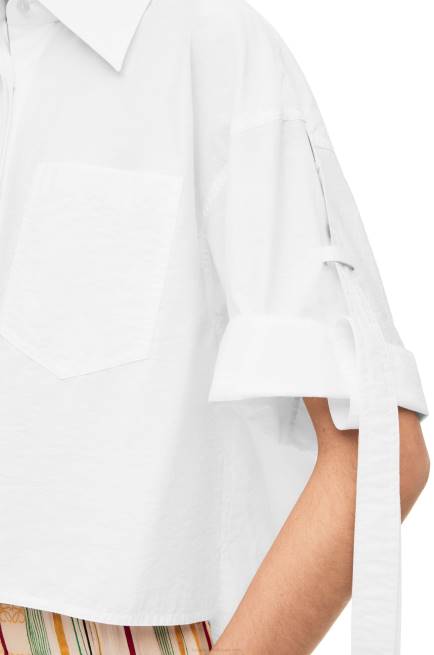 White Cropped workwear shirt in cotton Loewe 84PR877 Women