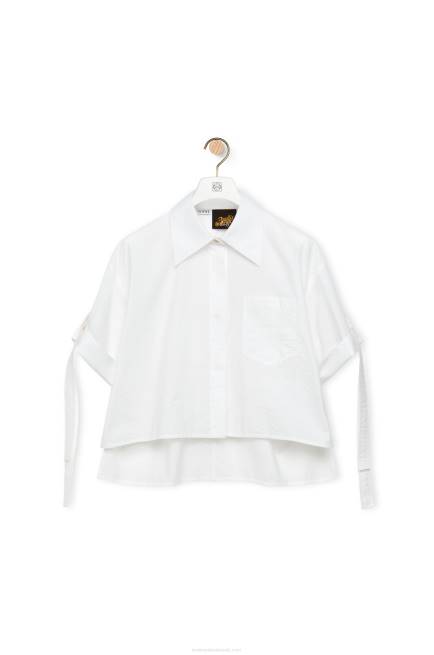 White Cropped workwear shirt in cotton Loewe 84PR877 Women