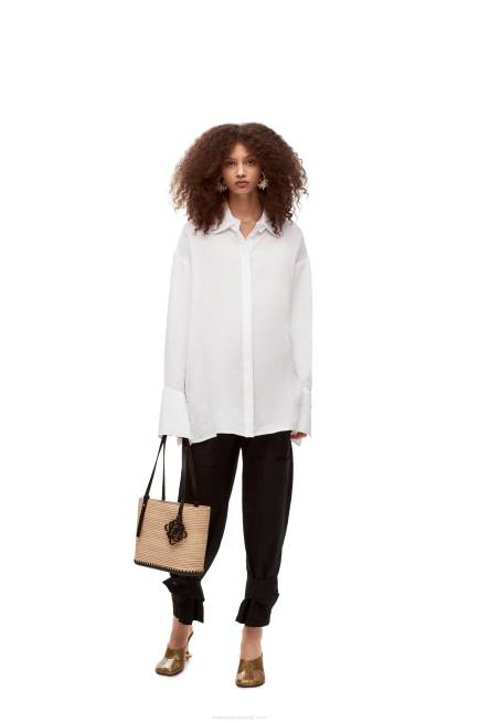White Deconstructed shirt in linen Loewe 84PR866 Women