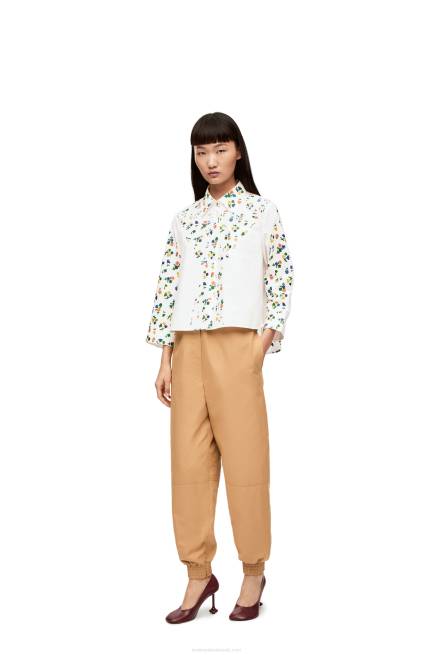 White/Multicolor Flower trapeze shirt in cotton poplin Loewe 84PR894 Women