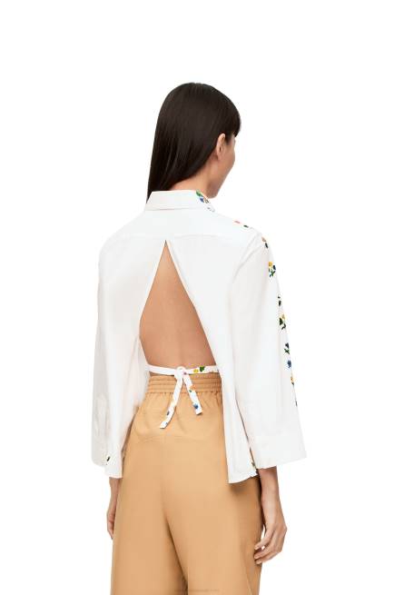 White/Multicolor Flower trapeze shirt in cotton poplin Loewe 84PR894 Women