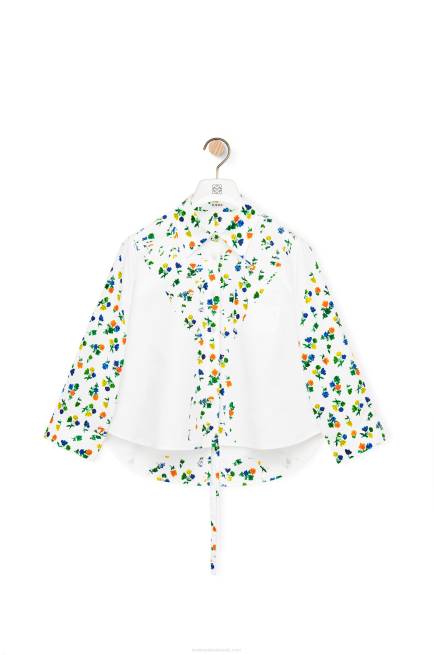 White/Multicolor Flower trapeze shirt in cotton poplin Loewe 84PR894 Women