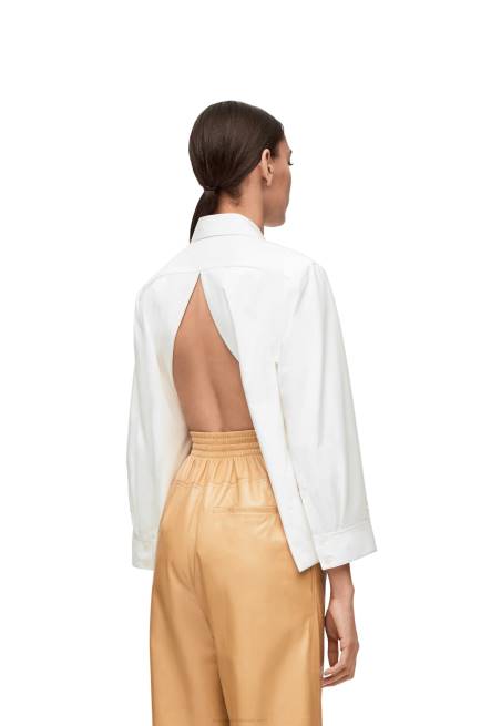 White Padded trapeze shirt in cotton poplin Loewe 84PR893 Women