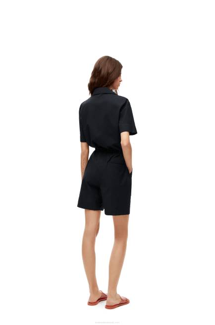 Black Workwear playsuit in cotton Loewe 84PR1104 Women