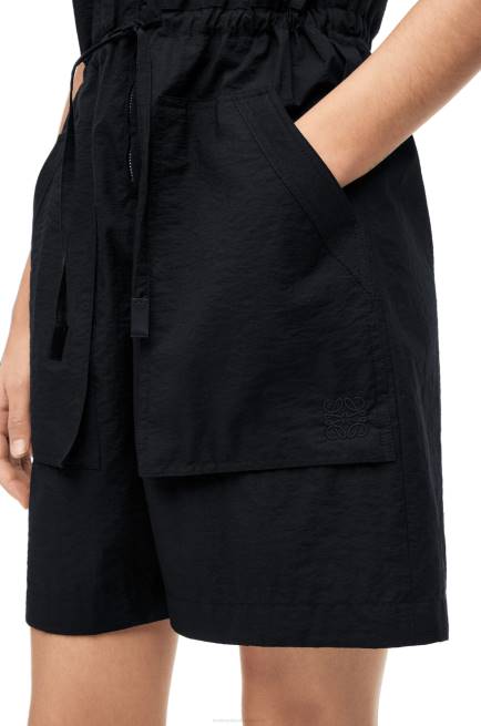 Black Workwear playsuit in cotton Loewe 84PR1104 Women