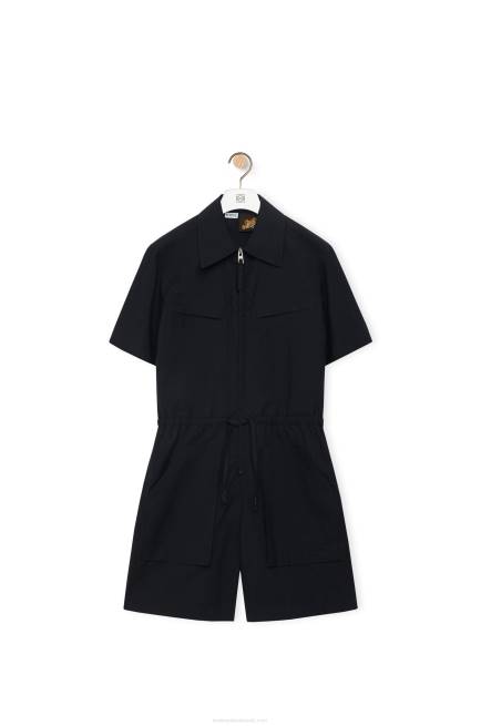 Black Workwear playsuit in cotton Loewe 84PR1104 Women