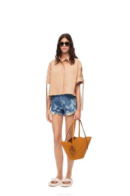 Light Blue/White Fish shorts in denim Loewe 84PR1170 Women