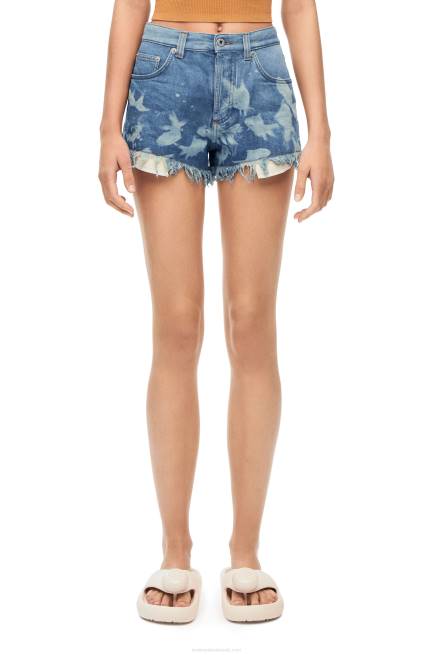 Light Blue/White Fish shorts in denim Loewe 84PR1170 Women