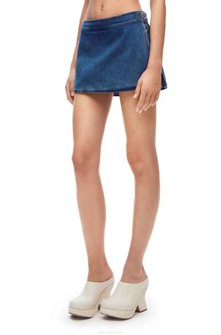 Medium Blue Anagram shorts in denim Loewe 84PR1168 Women