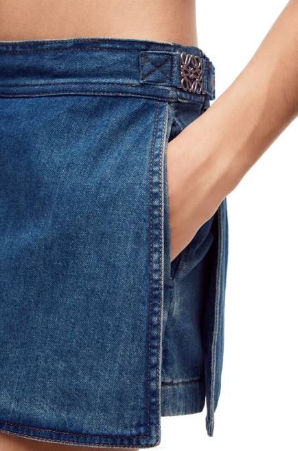 Medium Blue Anagram shorts in denim Loewe 84PR1168 Women
