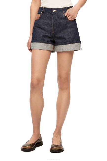 Raw Denim Turn-up shorts in denim Loewe 84PR1165 Women