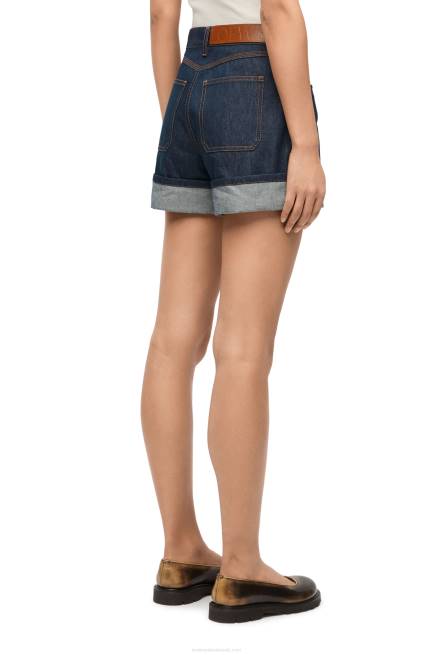Raw Denim Turn-up shorts in denim Loewe 84PR1165 Women