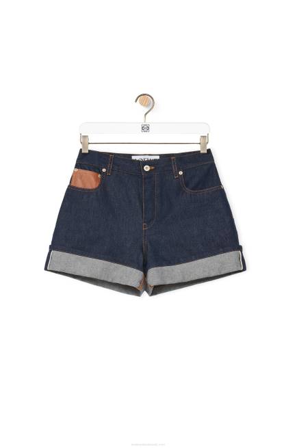 Raw Denim Turn-up shorts in denim Loewe 84PR1165 Women