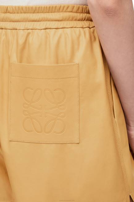 Sand/Butter Elasticated shorts in nappa Loewe 84PR1114 Women