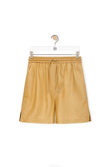Sand/Butter Elasticated shorts in nappa Loewe 84PR1114 Women