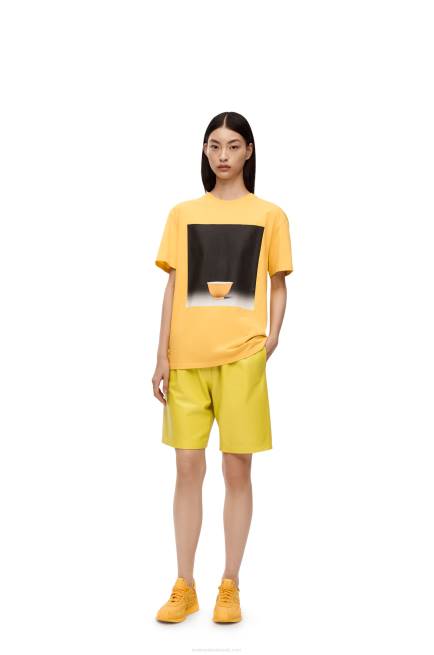 Yellow Drawstring shorts in nappa Loewe 84PR1129 Women