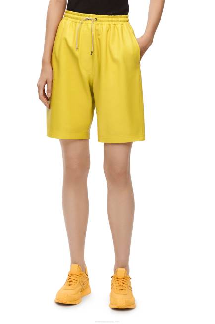 Yellow Drawstring shorts in nappa Loewe 84PR1129 Women