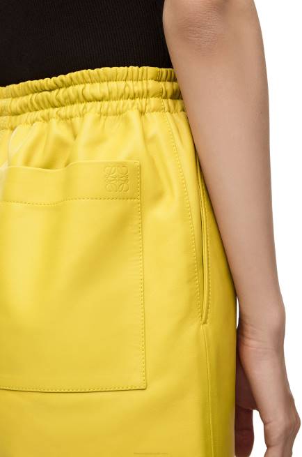 Yellow Drawstring shorts in nappa Loewe 84PR1129 Women